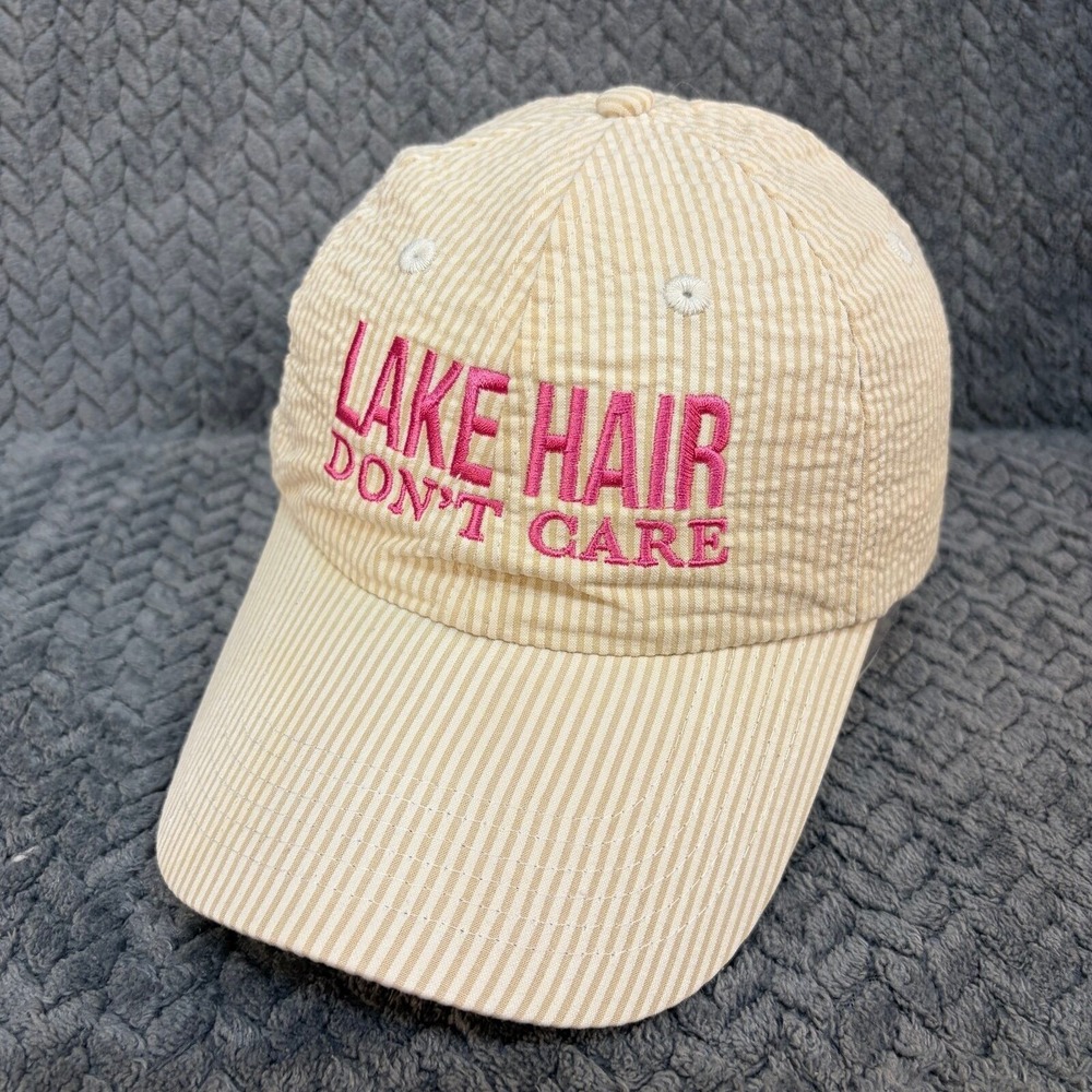 Jadelynn Brooke Lake Hair Don't Care Adjustable OS Tan White Striped Hat